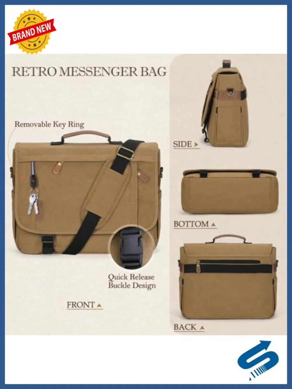 Waterproof Canvas Messenger Bag for Men 17.3